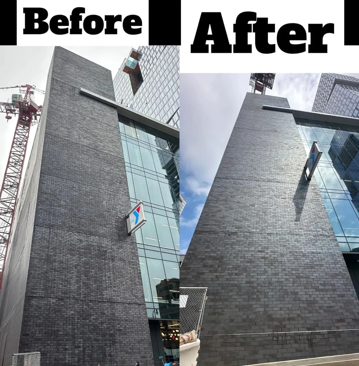 Full wall comparison before and after washing