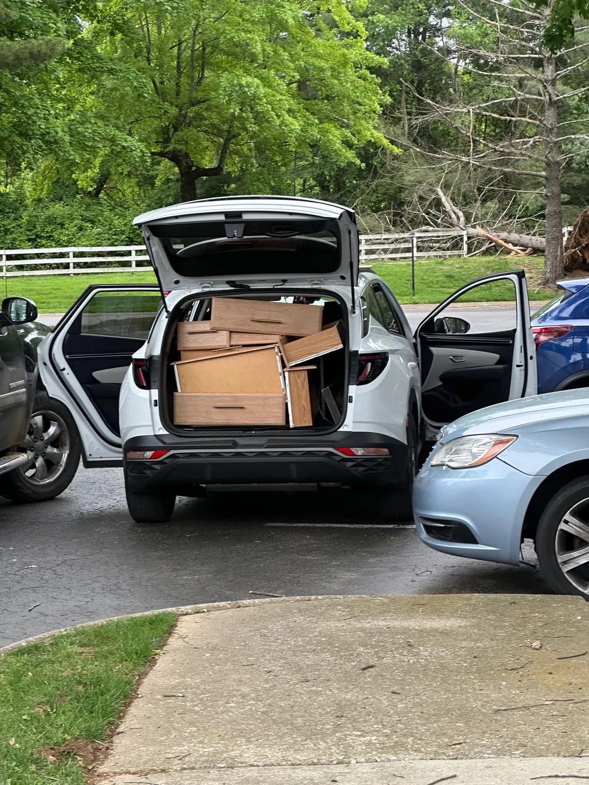 Trailer and packed vehicles loaded for a 200 mile household move (2 of 2)