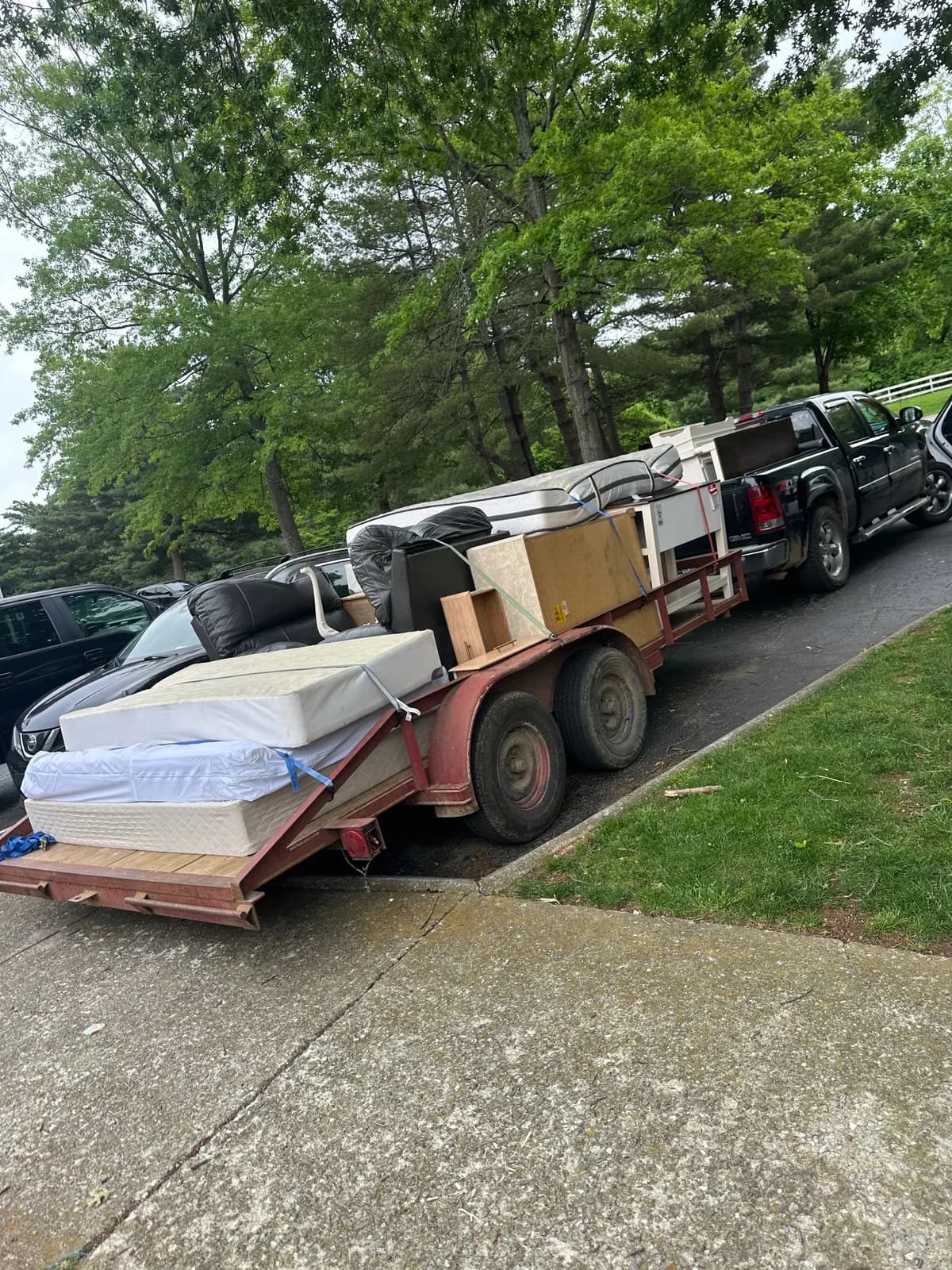 Open trailer loaded for a 200 mile move